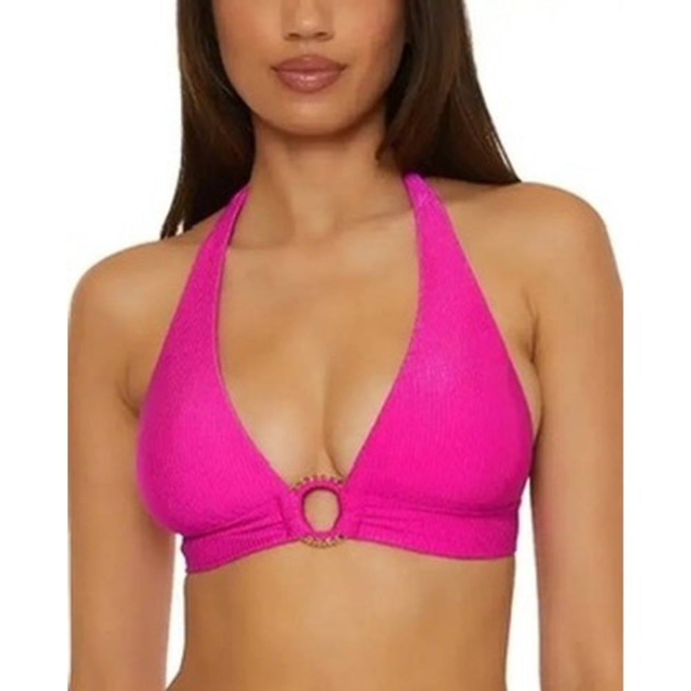 NWT BECCA By Rebecca Virtue monte carlo mira rib halter bikini top Small $88